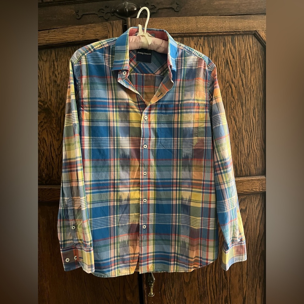 Tommy Bahama long sleeve button down plaid shirt s/p